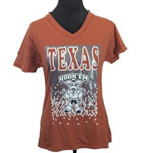 Knights Apparel For Her Texas Longhorns Hook 'Em Sequin V-Neck Tee Orange Small